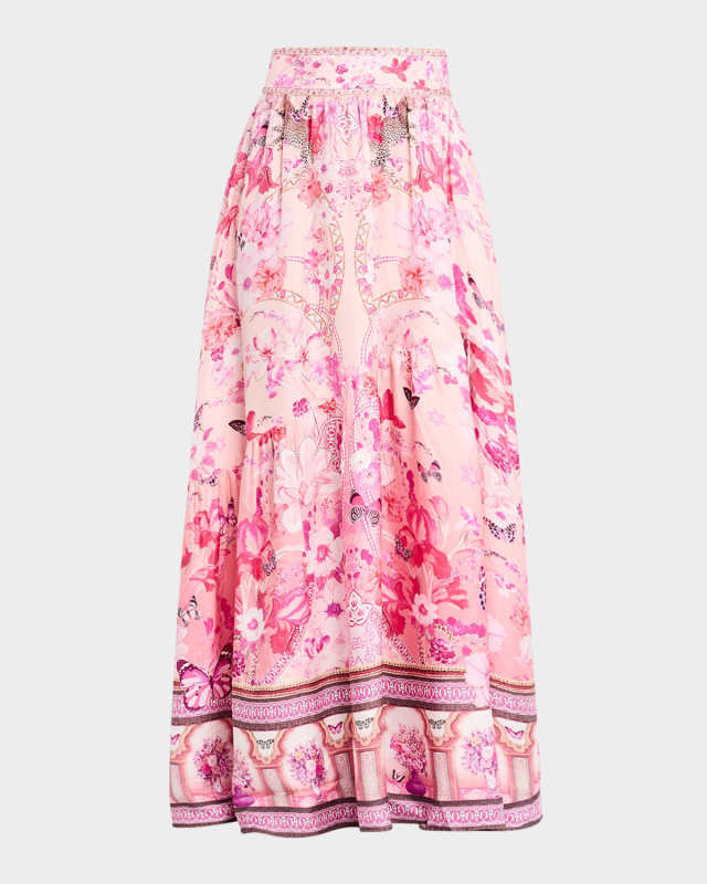 Botanical Novella Shaped-Seam Maxi Skirt